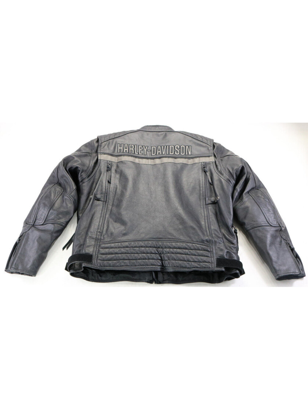 harley davidson jacket 2XL black leather Evolution hi vis reflective armor bar